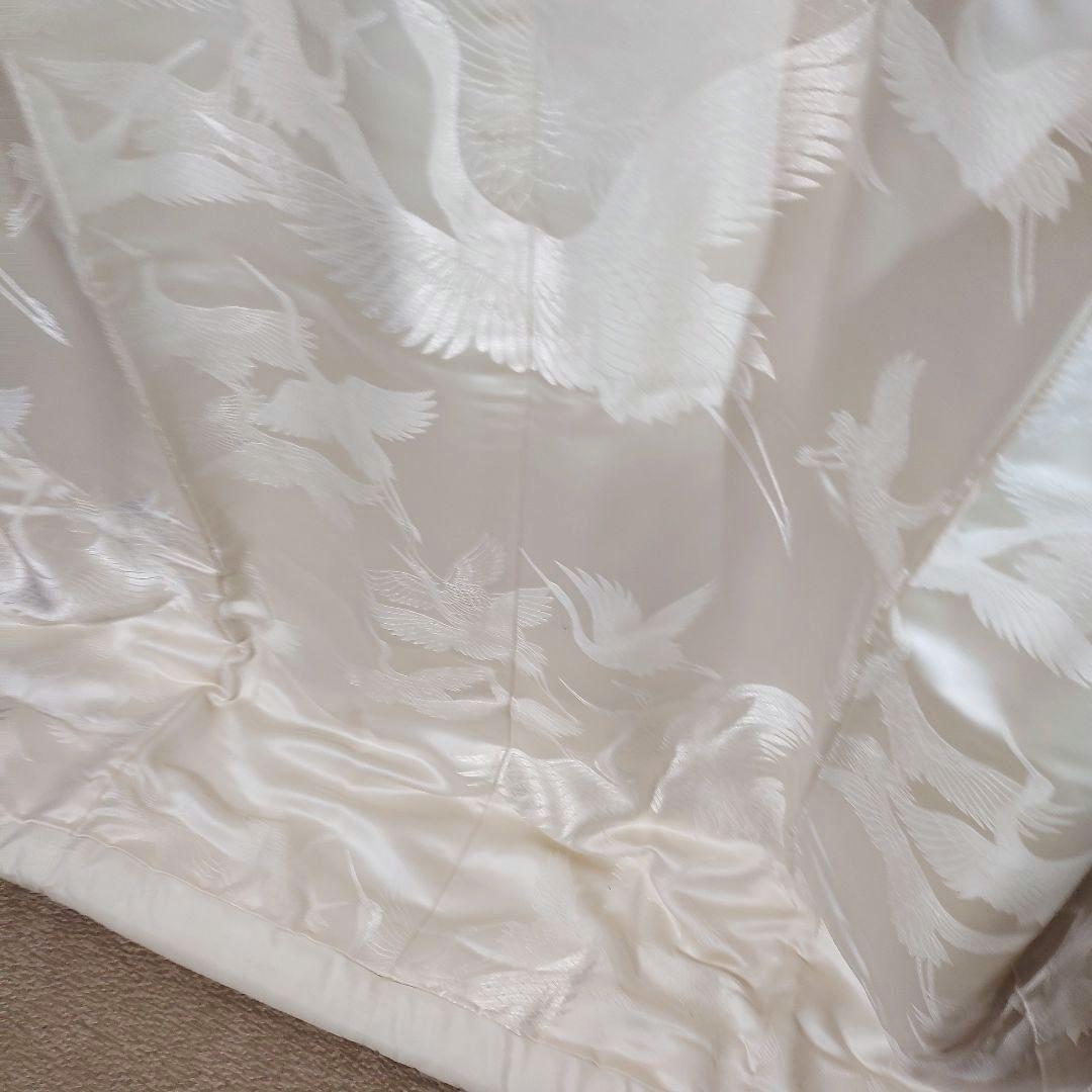 緞子生地白無垢 鶴のみ柄絹G