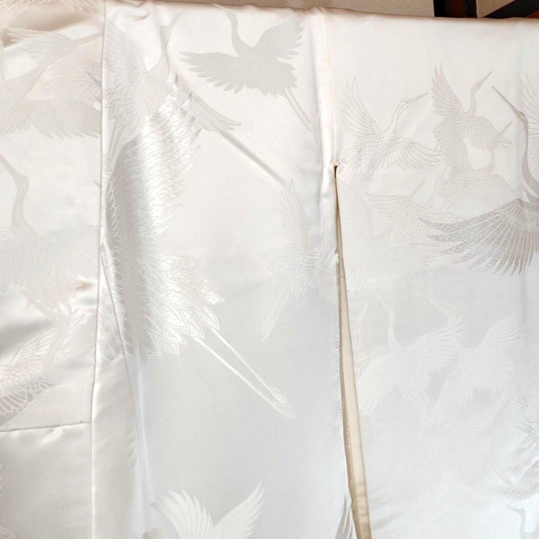 緞子生地白無垢 鶴のみ柄絹G