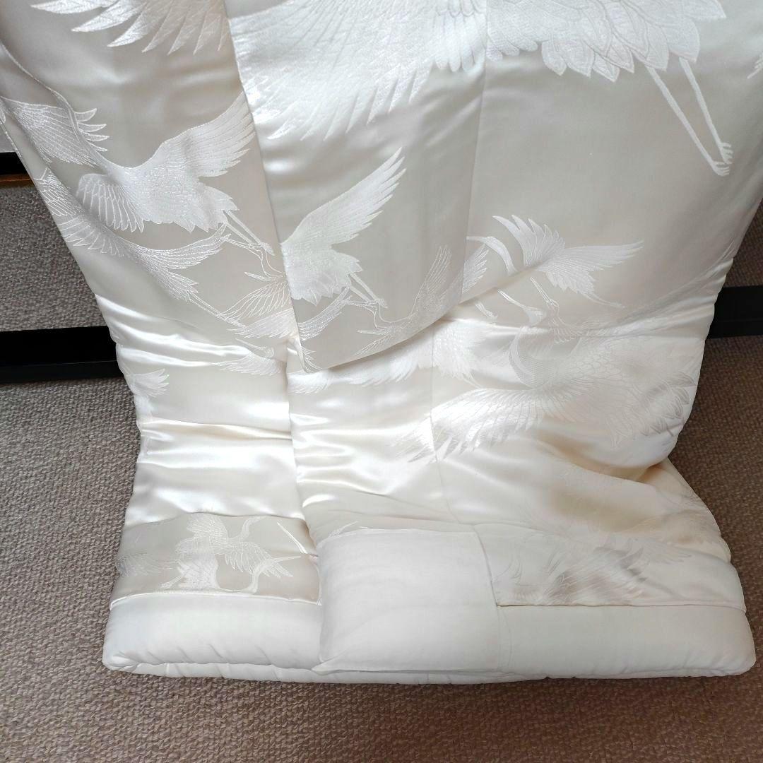 緞子生地白無垢 鶴のみ柄絹G