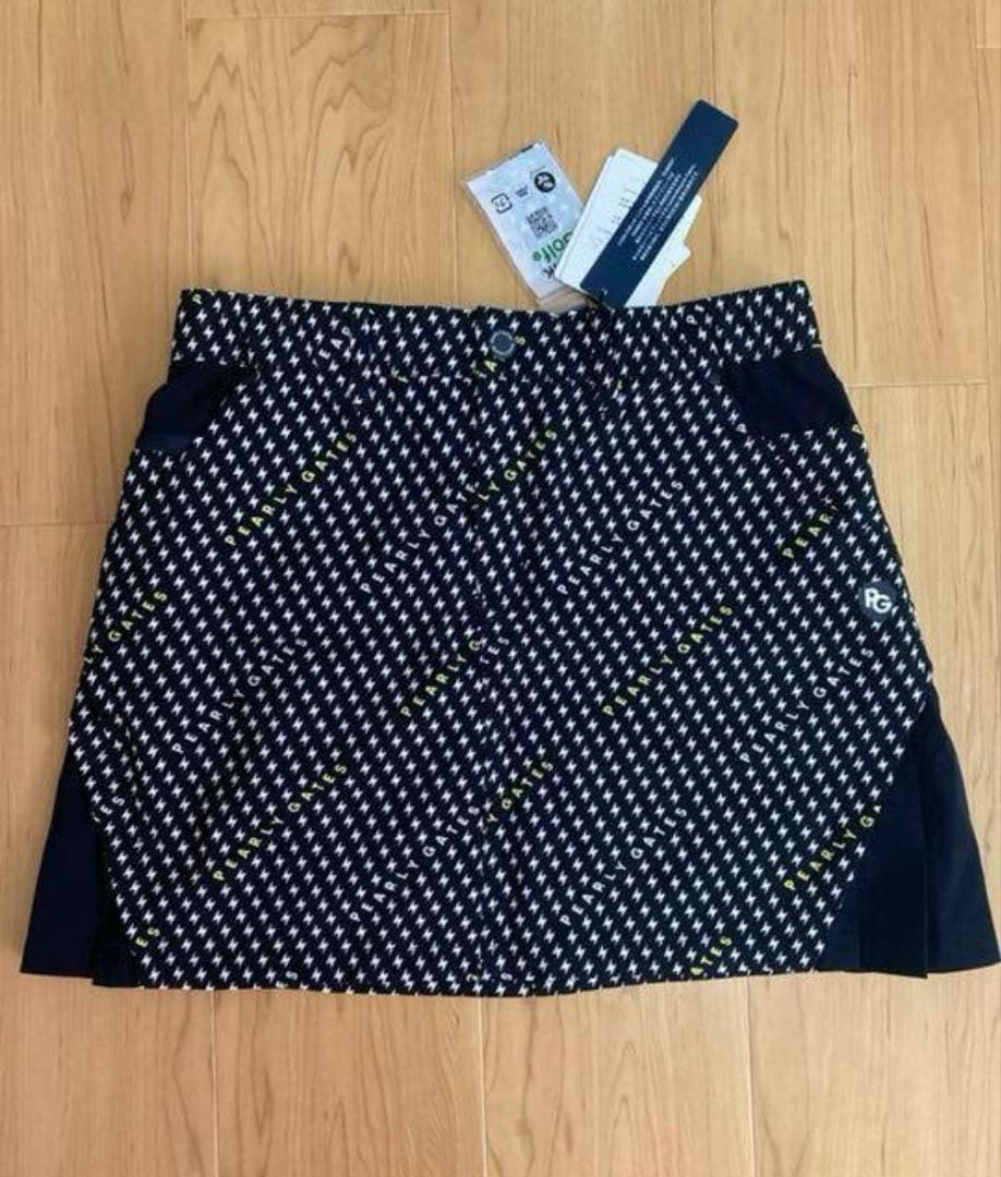 新品未使用 タグ付 パーリーゲイツ スカート 1 M ネイビー 小紋エレキ柄