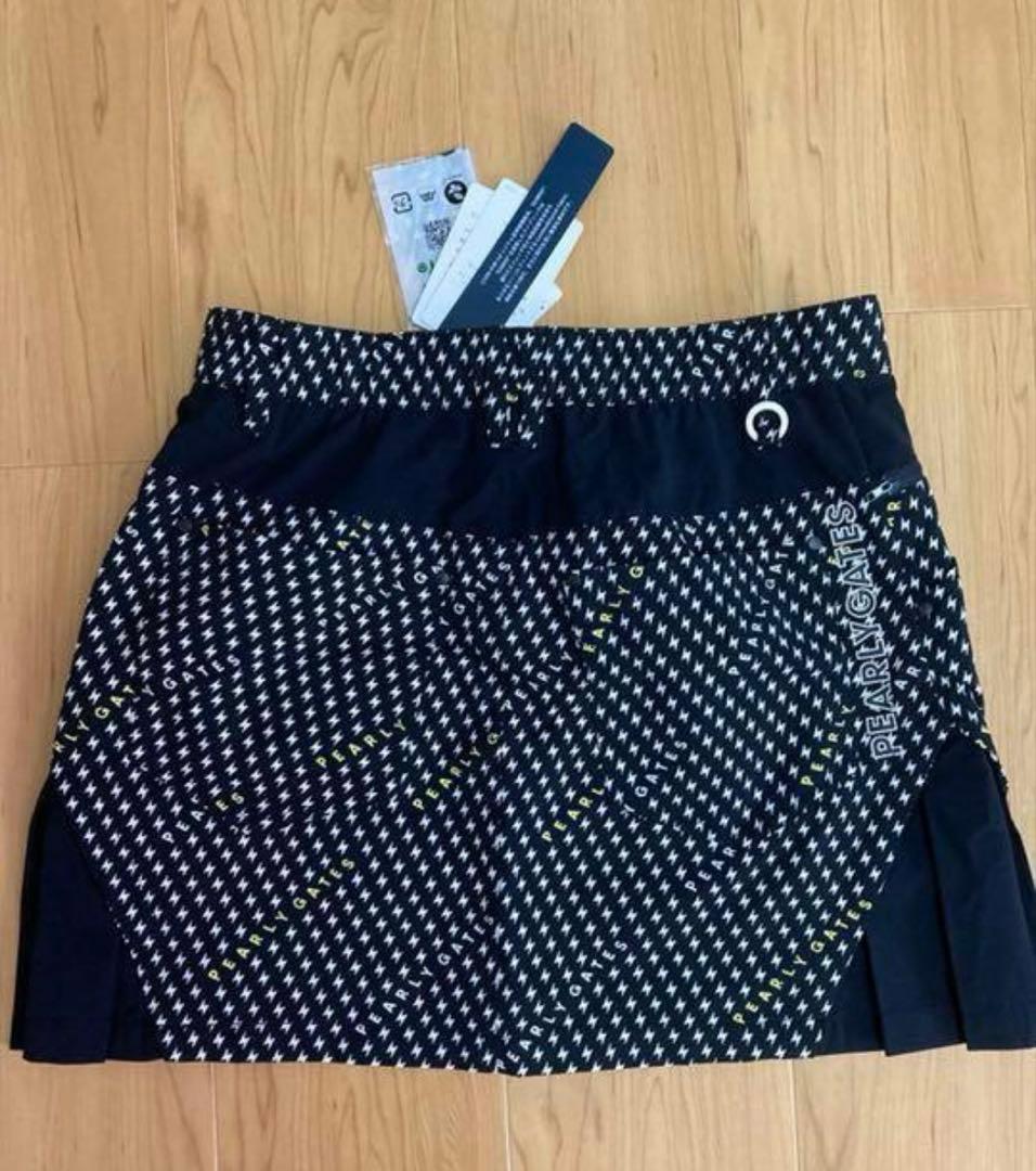 新品未使用 タグ付 パーリーゲイツ スカート 1 M ネイビー 小紋エレキ柄