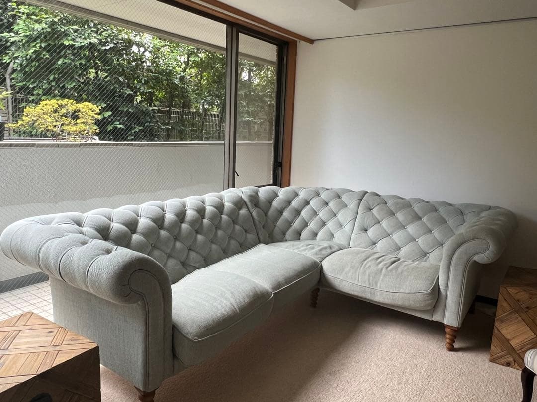 コ*イ様 フレンチグレー ボタンタッセル コーナーソファ