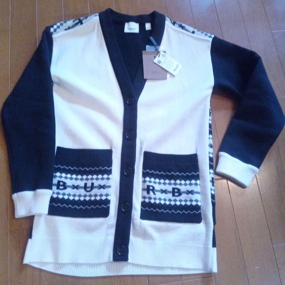 BURBERRY カーディガン 12Y ホワイト/ブラック