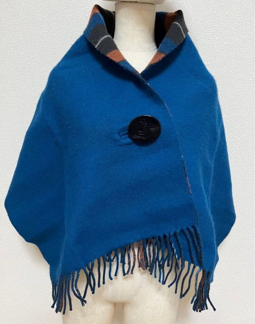 ヴィヴィアンウェストウッド　☆リバーシブル　マフラー　ポンチョ　ブルー