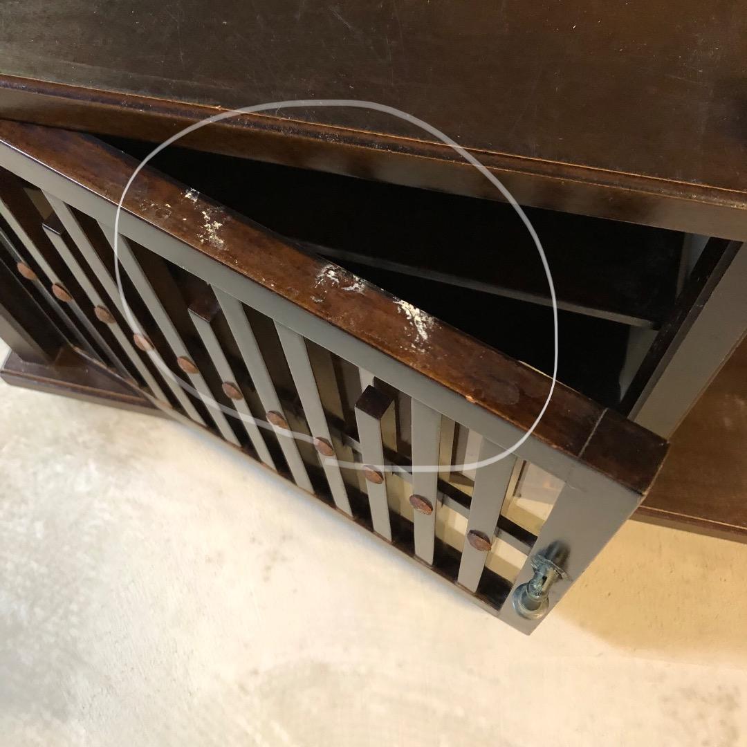 【昭和アンティーク】　戸棚　ガラス戸　飾り棚　ディスプレイ　昭和　和家具　木製