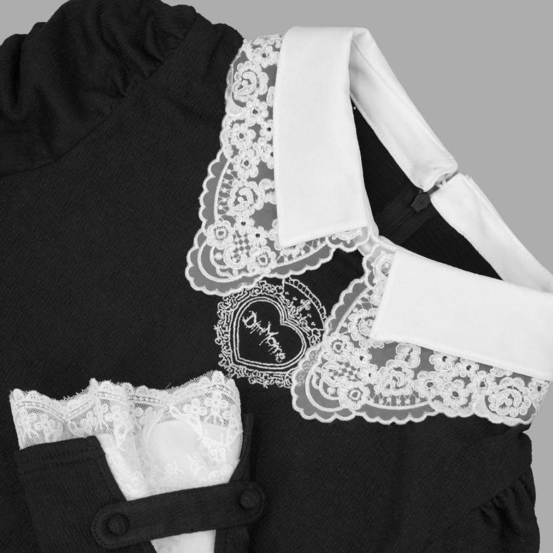 DimMoire正規品 Lサイズ おすましレース襟トップス 黒白