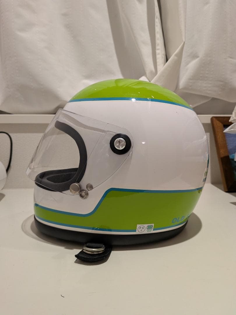 限定 山城 レトロフルフェイス カミナリグリーン M 族ヘル 旧車 カミナリ