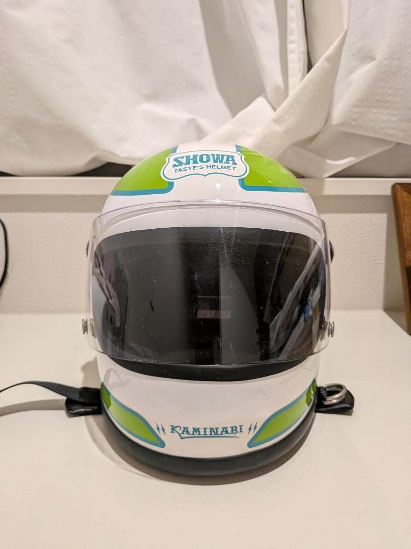 限定 山城 レトロフルフェイス カミナリグリーン M 族ヘル 旧車 カミナリ