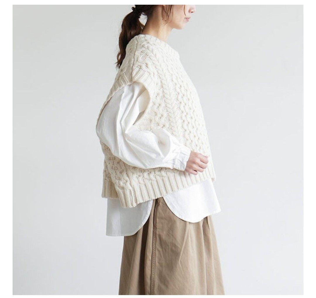 ソラモナポッシェsolamonat pocheアランベスト ニットブラック