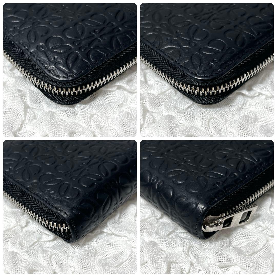 未使用級✨ロエベ　ラウンドファスナー　アナグラム　レザー　長財布 エンボス加工