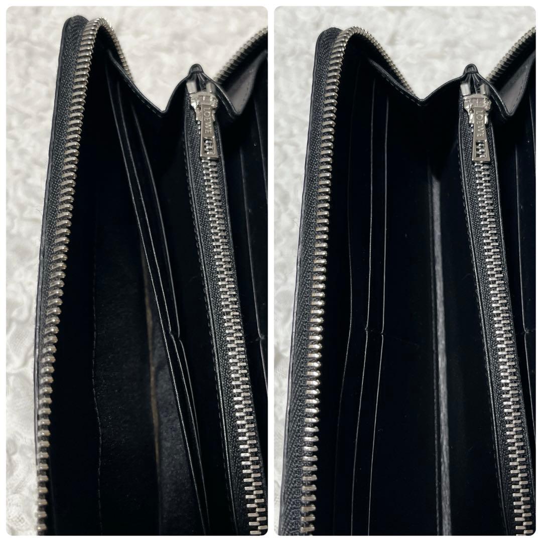 未使用級✨ロエベ　ラウンドファスナー　アナグラム　レザー　長財布 エンボス加工