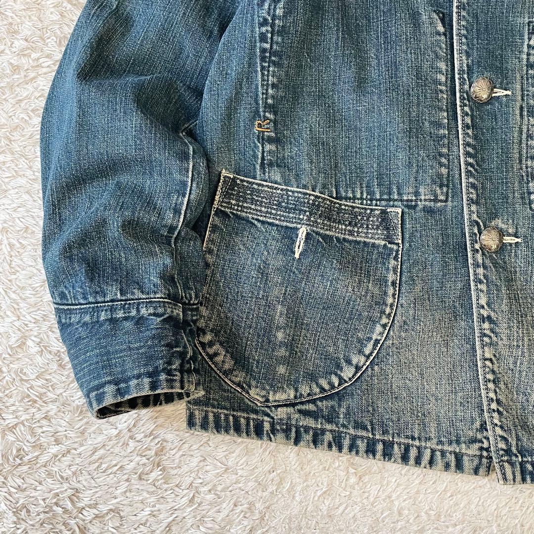 希少 45rpm カバーオール デニムジャケット 4 インディゴ ロゴ刺繍