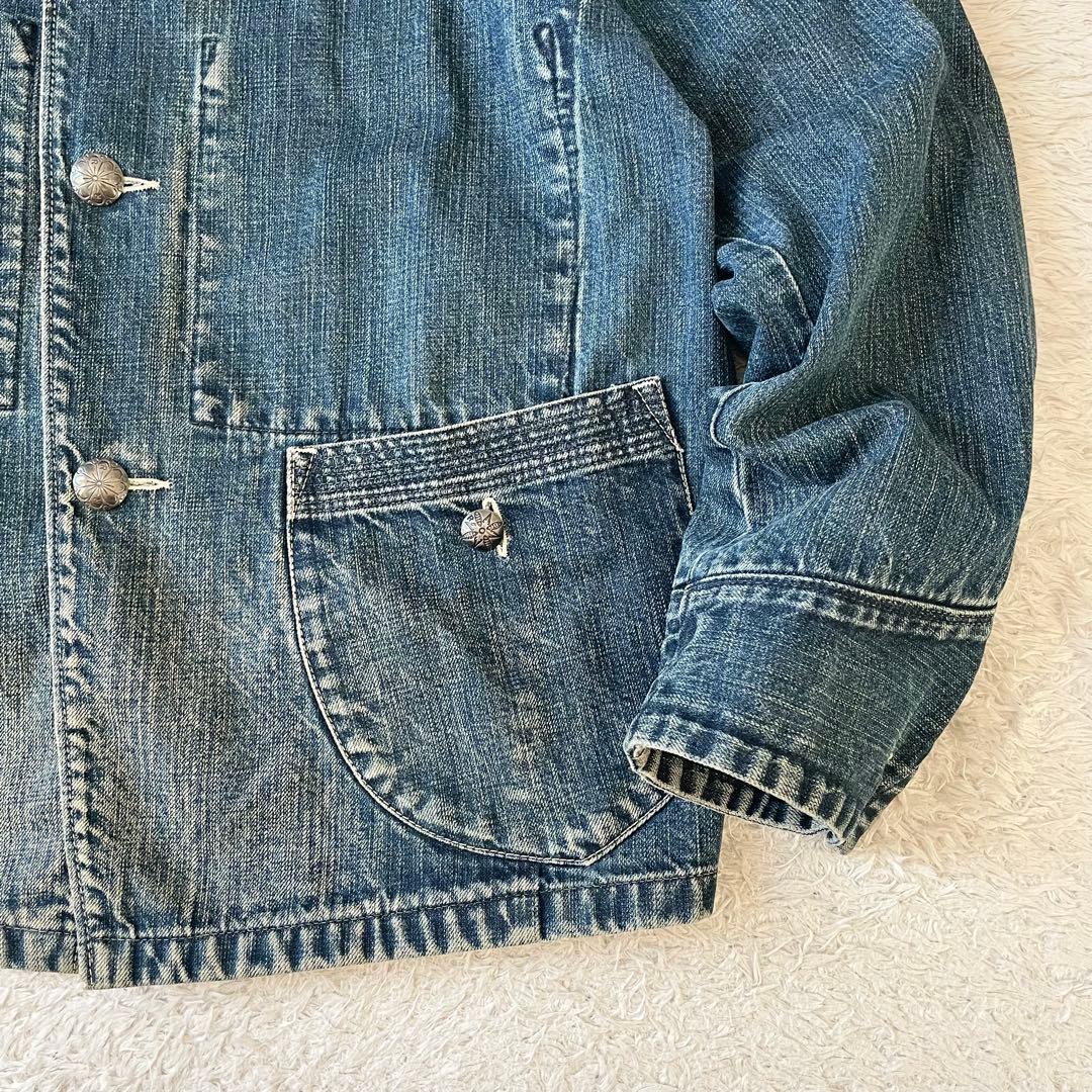 希少 45rpm カバーオール デニムジャケット 4 インディゴ ロゴ刺繍