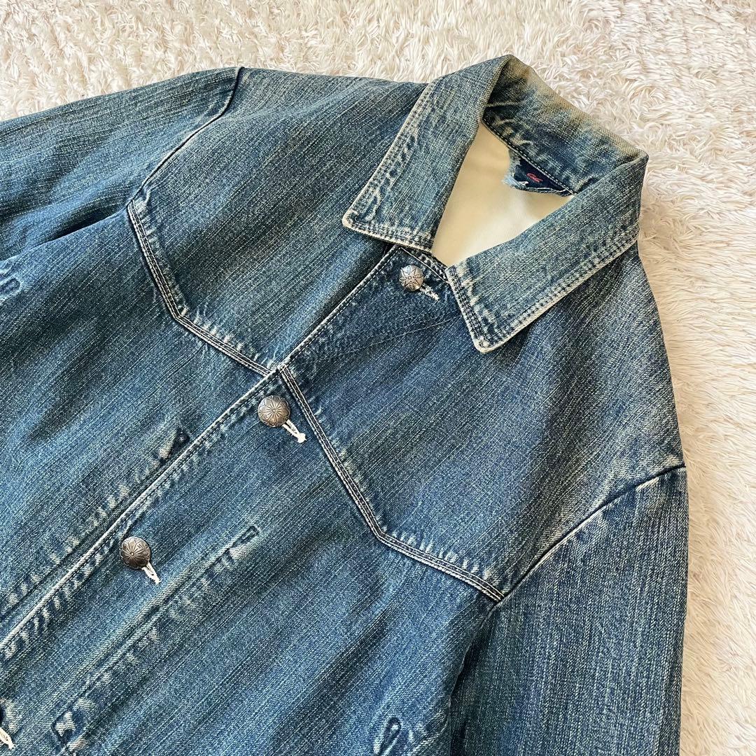 希少 45rpm カバーオール デニムジャケット 4 インディゴ ロゴ刺繍