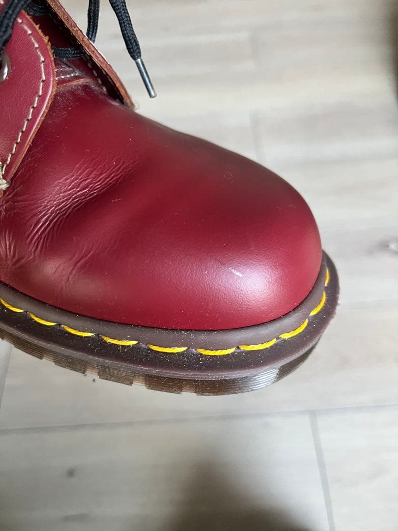 8ホール　レザー赤　ワークブーツ 新品シューレース付き