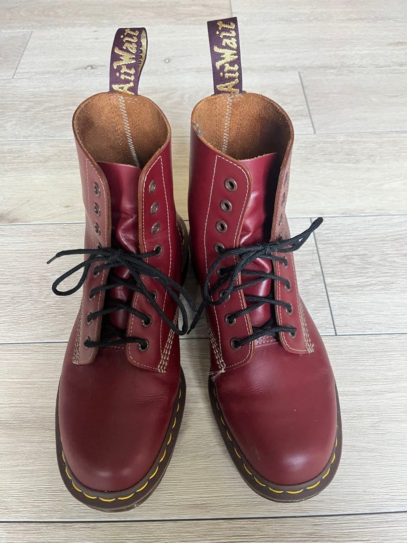 8ホール　レザー赤　ワークブーツ 新品シューレース付き