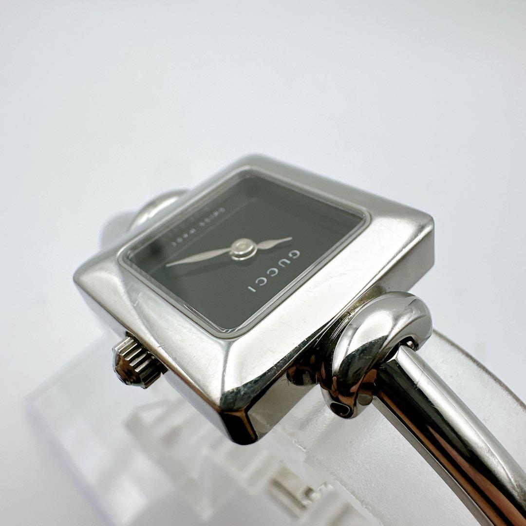 美品 稼動品 GUCCI グッチ レディース腕時計 バングル スクエア シルバー