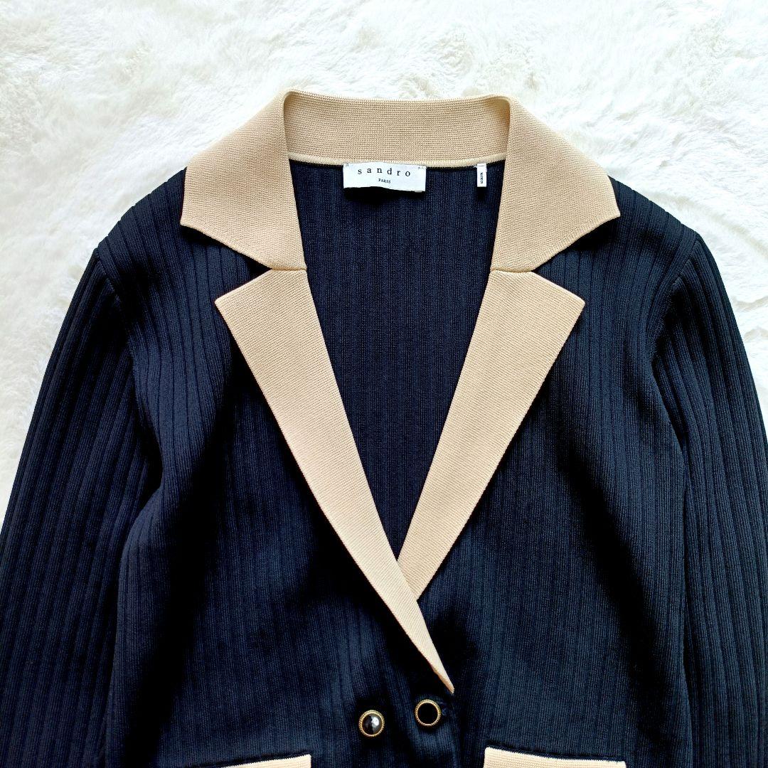 Sandro　ニットジャケット　ダブル　ブラック　ニットカーディガン