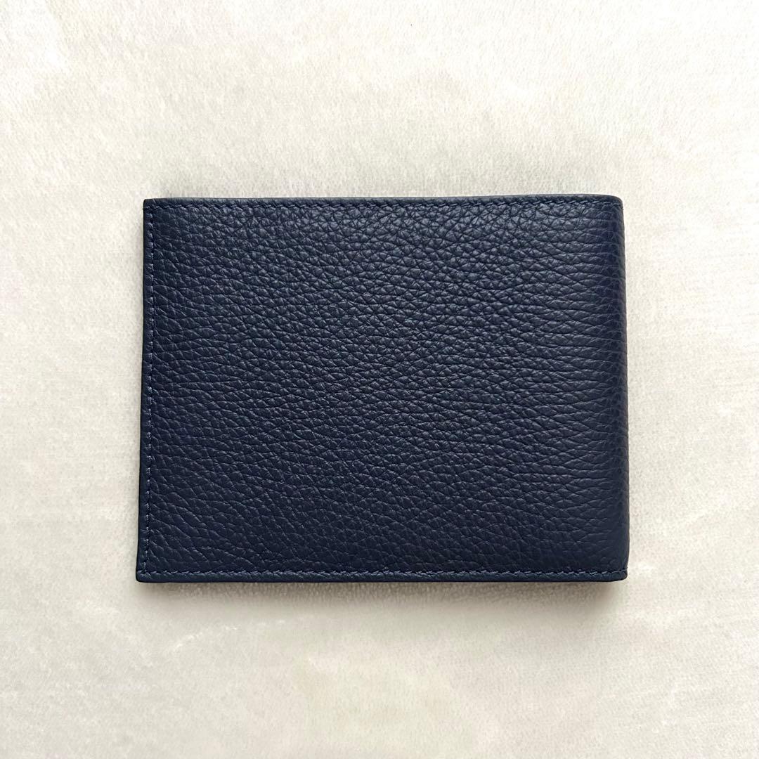 極美品 サルヴァトーレ フェラガモ カードケース 二つ折り財布 ネイビー レザー
