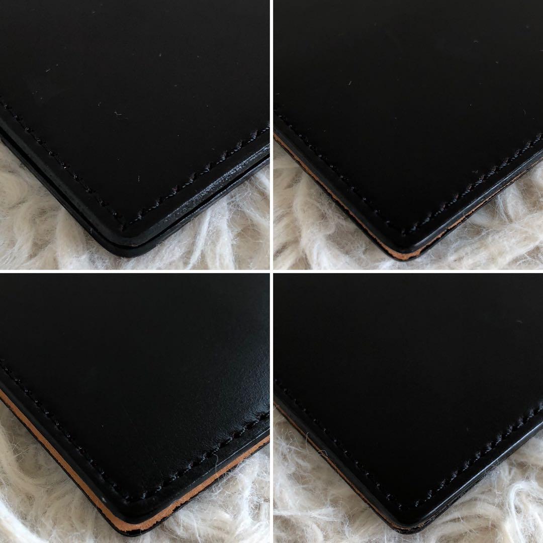 【極美品 コードバン】マネークリップ　黒　財布　本革　光沢　ゴールド金具