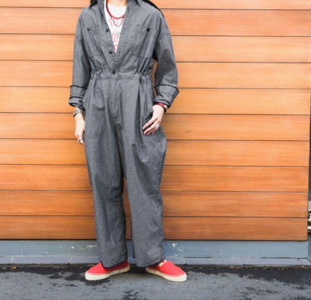 BEAMS BOYシャンブレーステンシルオールインワン