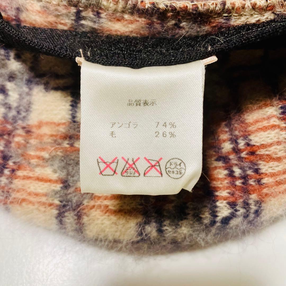 ヴィヴィアンウエストウッド　チェック柄 ベレー帽　アンゴラ　ウール　オーブ