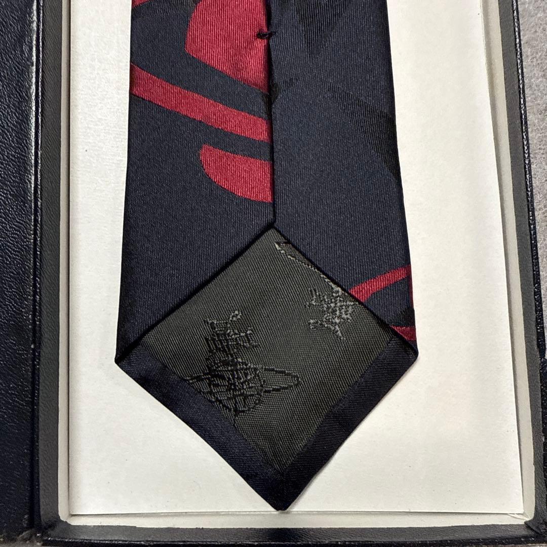 美品　ヴィヴィアンウエストウッド　ネクタイ　濃紺　オーブ　花柄　ドクロ