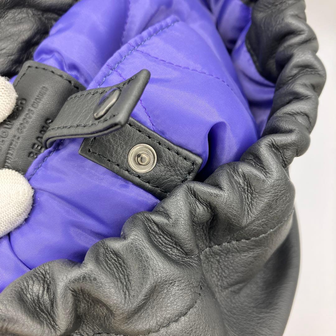 ☆希少美品☆ SLOW＆CO BEAMS 巾着バッグ 極美品 レザー 牛革