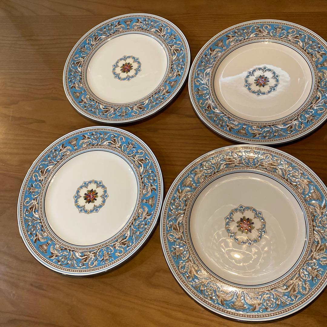 フロレンティーン　27㎝　大皿　ディナー　ターコイズ　黒壺 6枚