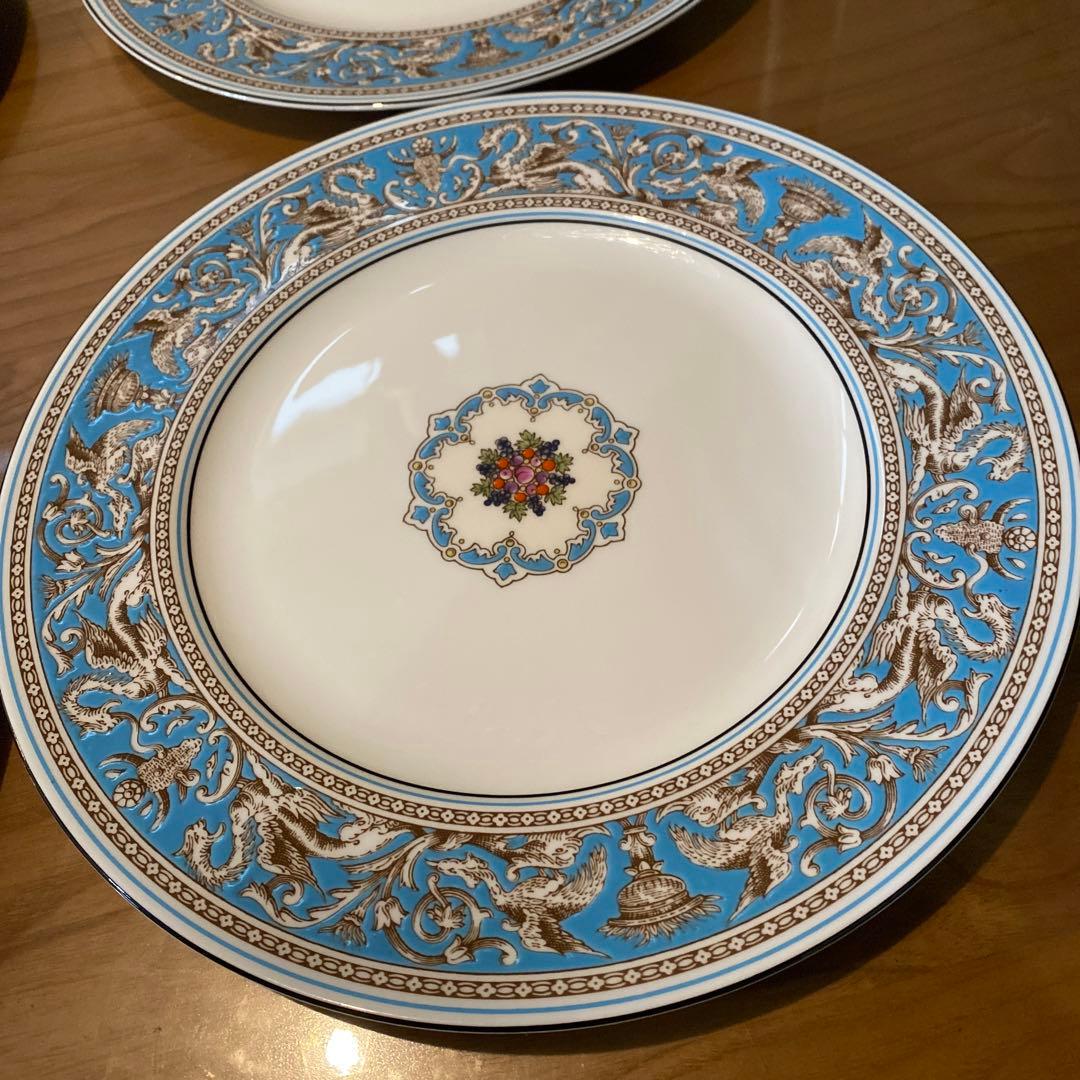 フロレンティーン　27㎝　大皿　ディナー　ターコイズ　黒壺 6枚