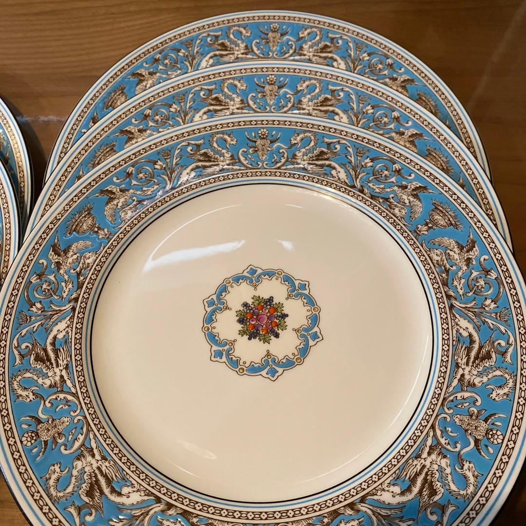 フロレンティーン　27㎝　大皿　ディナー　ターコイズ　黒壺 6枚