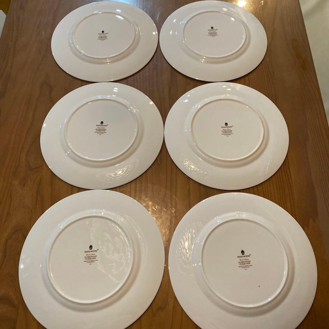 フロレンティーン　27㎝　大皿　ディナー　ターコイズ　黒壺 6枚