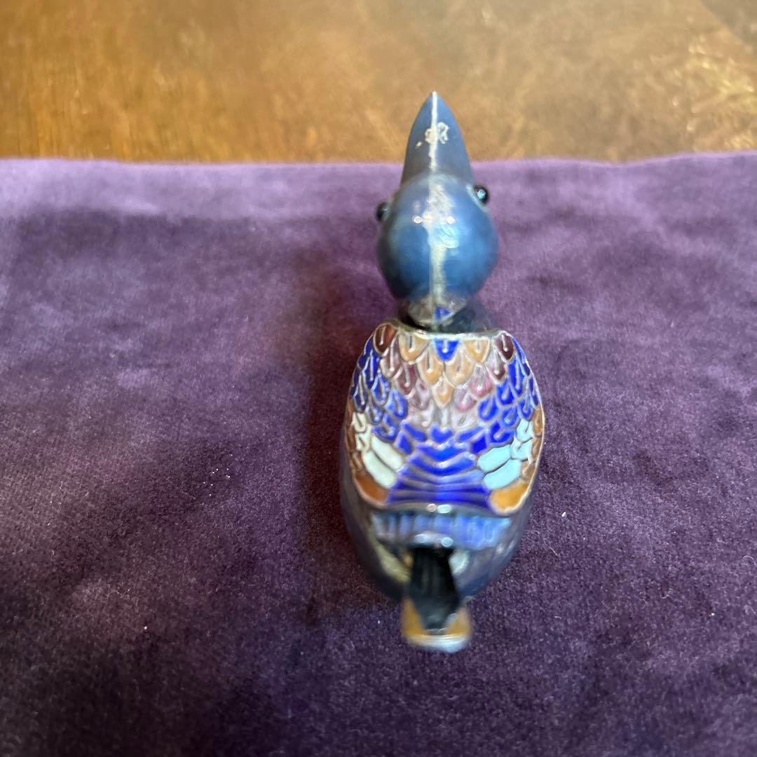 稀少ヴィンテージアヒルの塩コショウ入れセットシルバーにエナメルミニスプーン付き