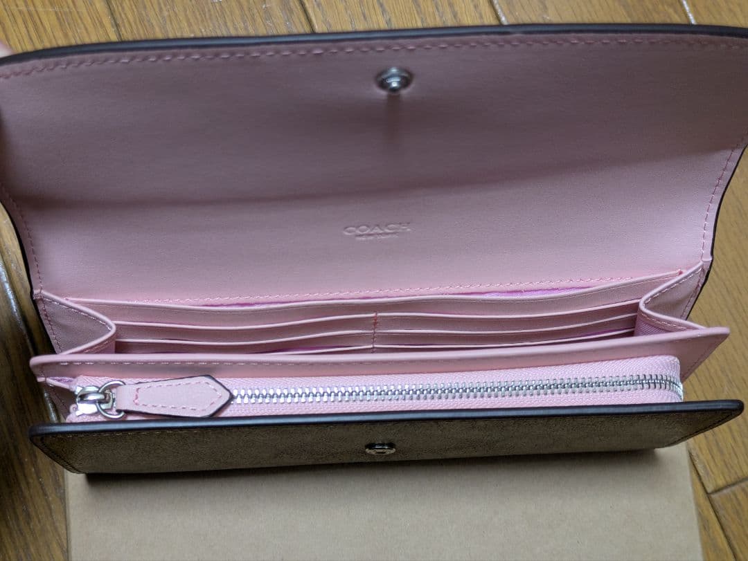 コーチ 長財布 レディース COACH F54022 ピンク/シグネチャー