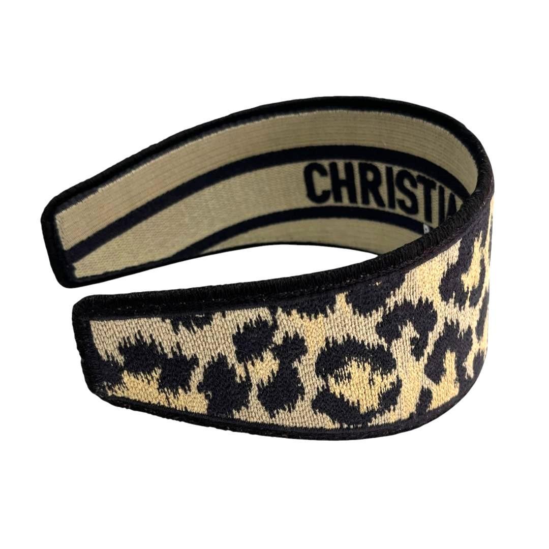 美品 Dior ディオール オブリーク カチューシャ ヘッドバンド レオパード