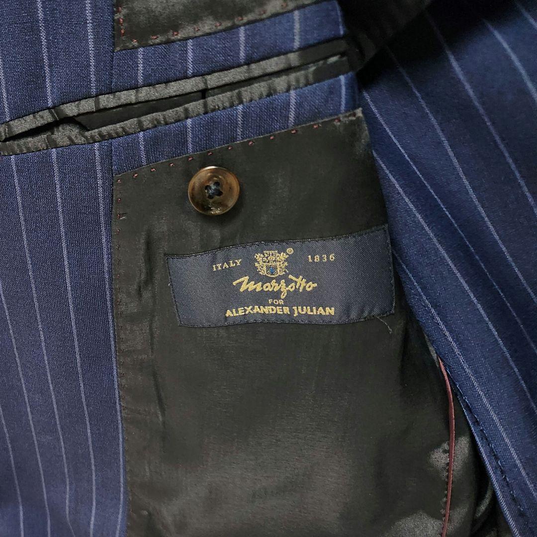 アレキサンダージュリアン　×　マルゾット　メンズ　スーツ　濃紺　ストライプ