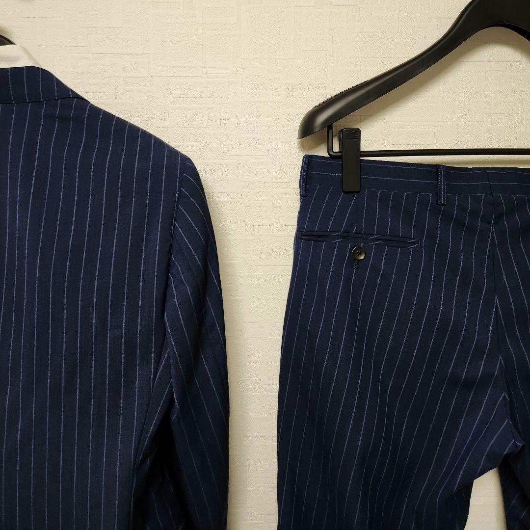 アレキサンダージュリアン　×　マルゾット　メンズ　スーツ　濃紺　ストライプ