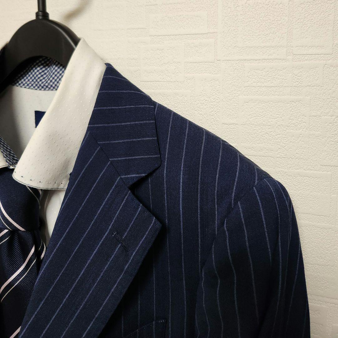 アレキサンダージュリアン　×　マルゾット　メンズ　スーツ　濃紺　ストライプ