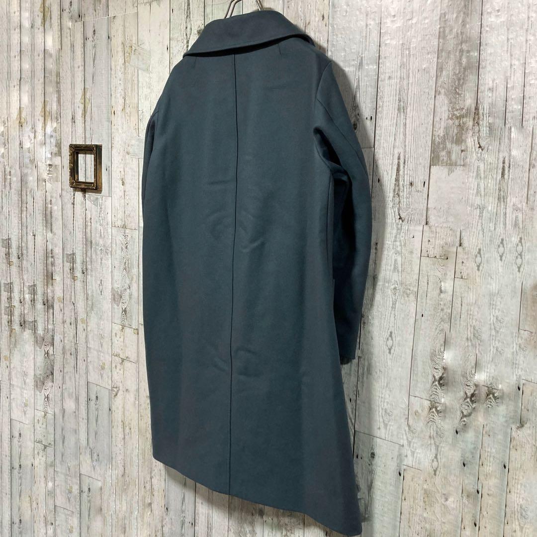 極美品　ジルサンダーネイビー　バルカラー　ロングコート　32 ウール　ブルー