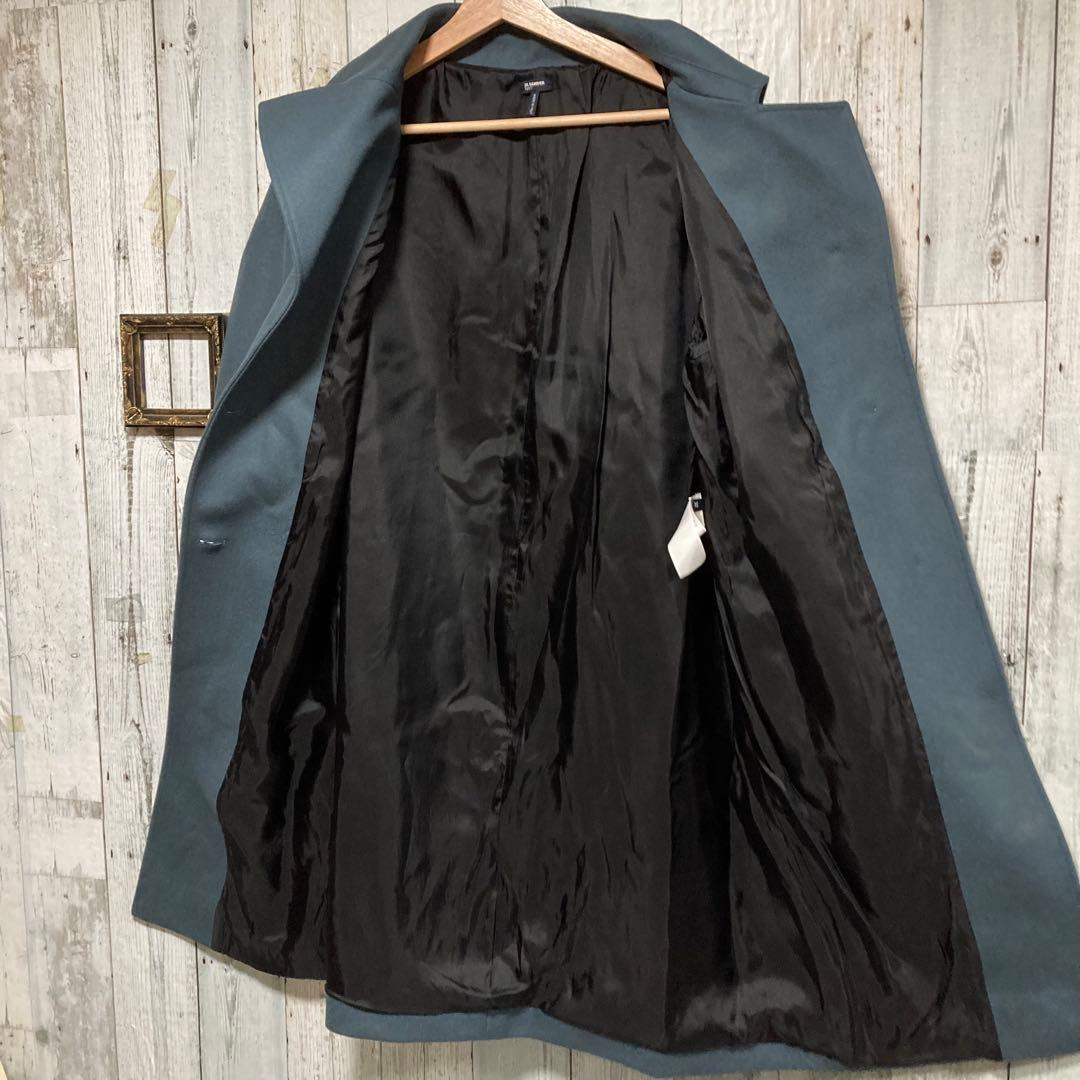 極美品　ジルサンダーネイビー　バルカラー　ロングコート　32 ウール　ブルー