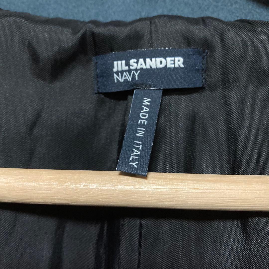 極美品　ジルサンダーネイビー　バルカラー　ロングコート　32 ウール　ブルー