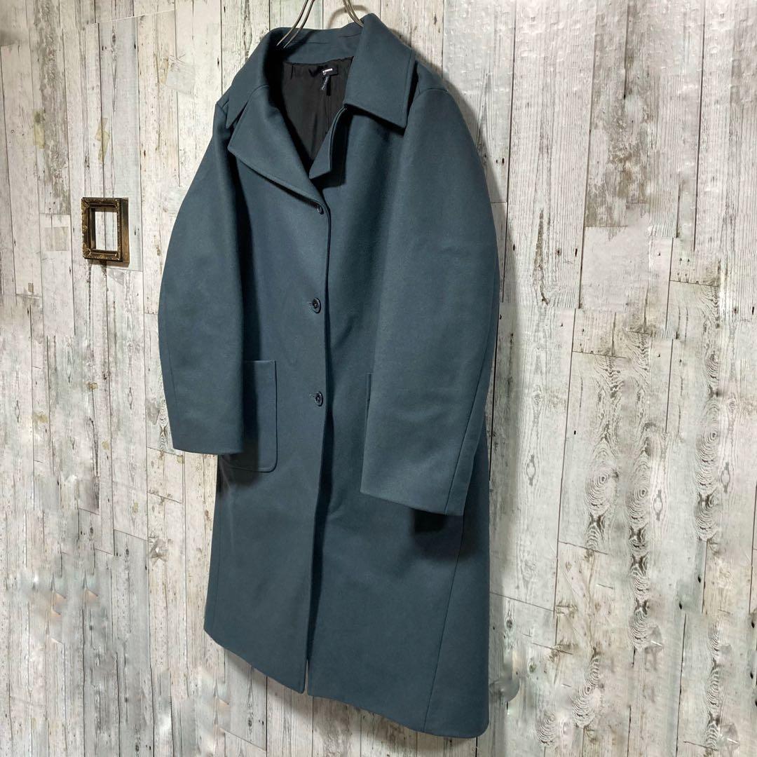 極美品　ジルサンダーネイビー　バルカラー　ロングコート　32 ウール　ブルー