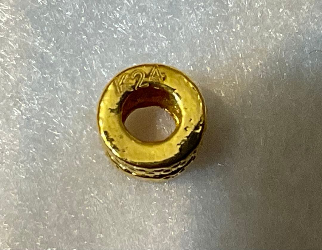 K24刻印　筒のペンダントトップ　約5mm　Mal.レレレさん☆