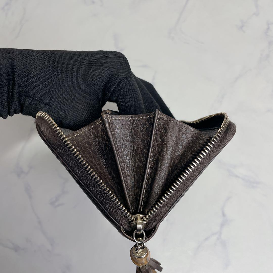美品✨GUCCI ラウンドファスナー GGシマ バンブー ブラウン 長財布