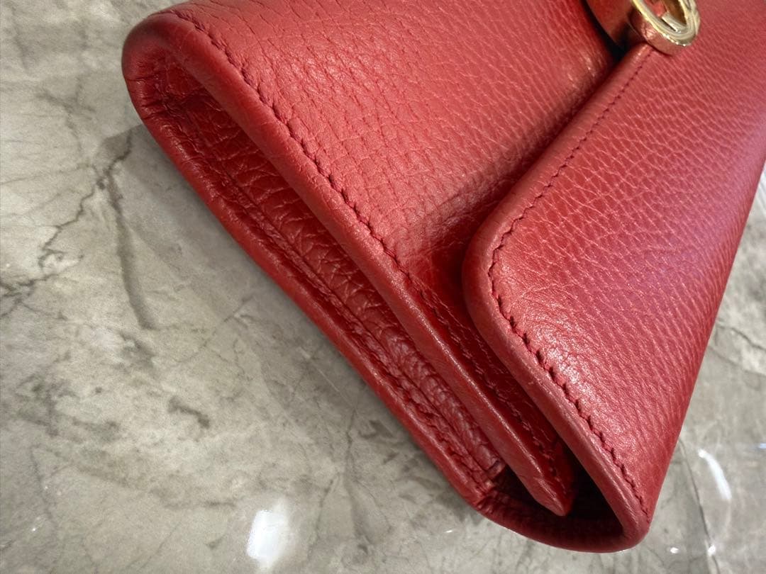 極美品！即発送！GUCCIインターロッキング長財布 ★赤★