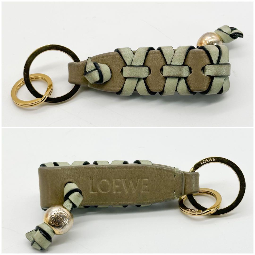 現行 ロエベ クロスプレイデッド レザー キーホルダー キーリング