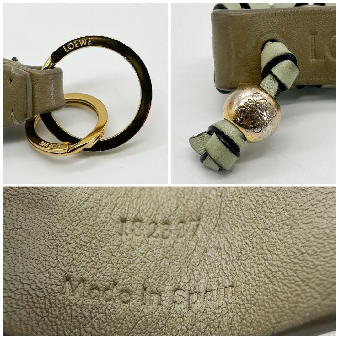 現行 ロエベ クロスプレイデッド レザー キーホルダー キーリング