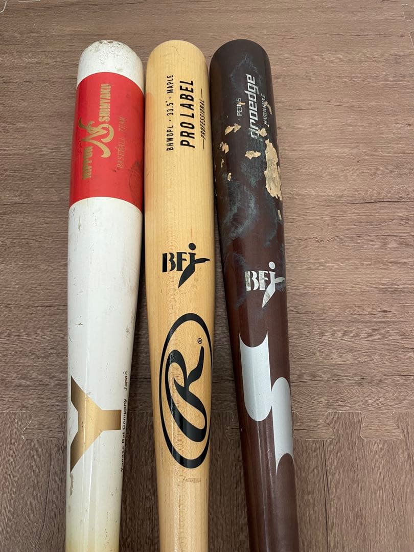 野球硬式用木製バット　3本セット