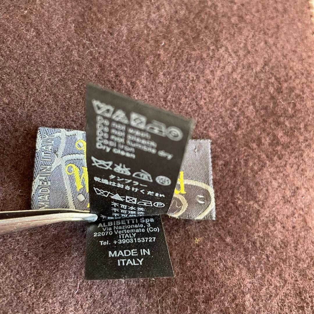 美品　ヴィヴィアンウエストウッド　マフラー　オーブロゴ刺繍　ウール　イタリア　茶