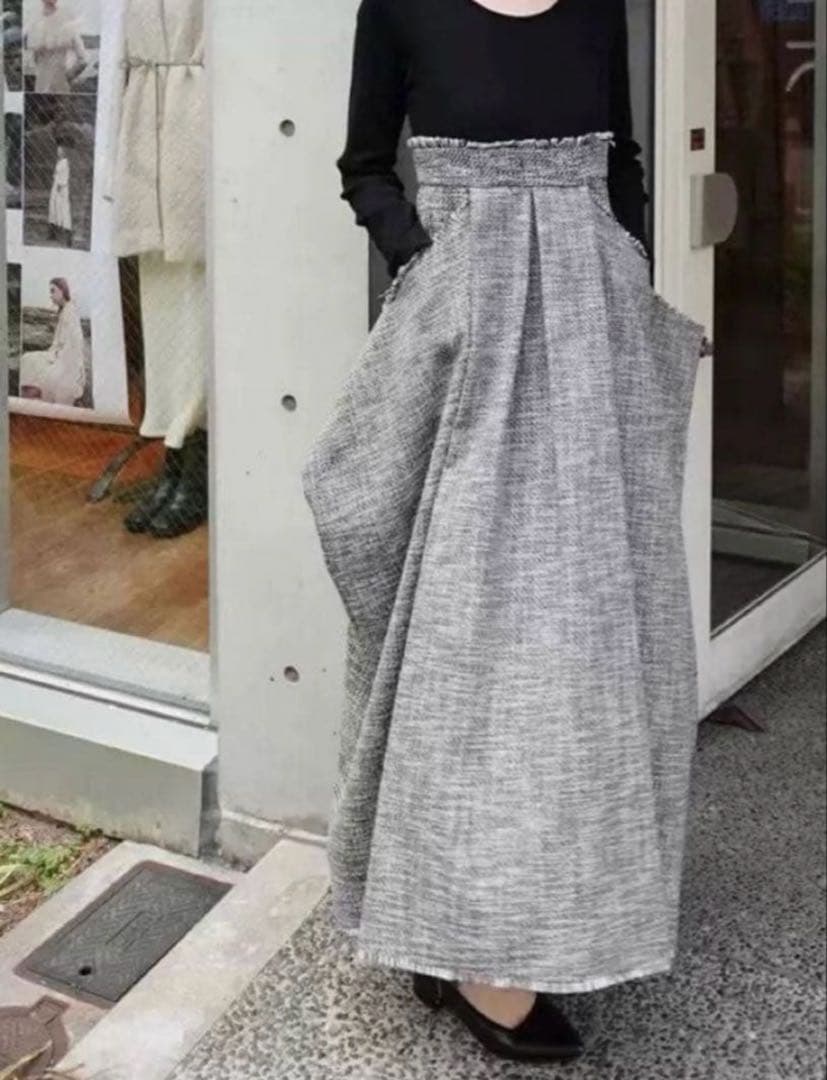 ワンピース acka docking tweed cocoon one-piece